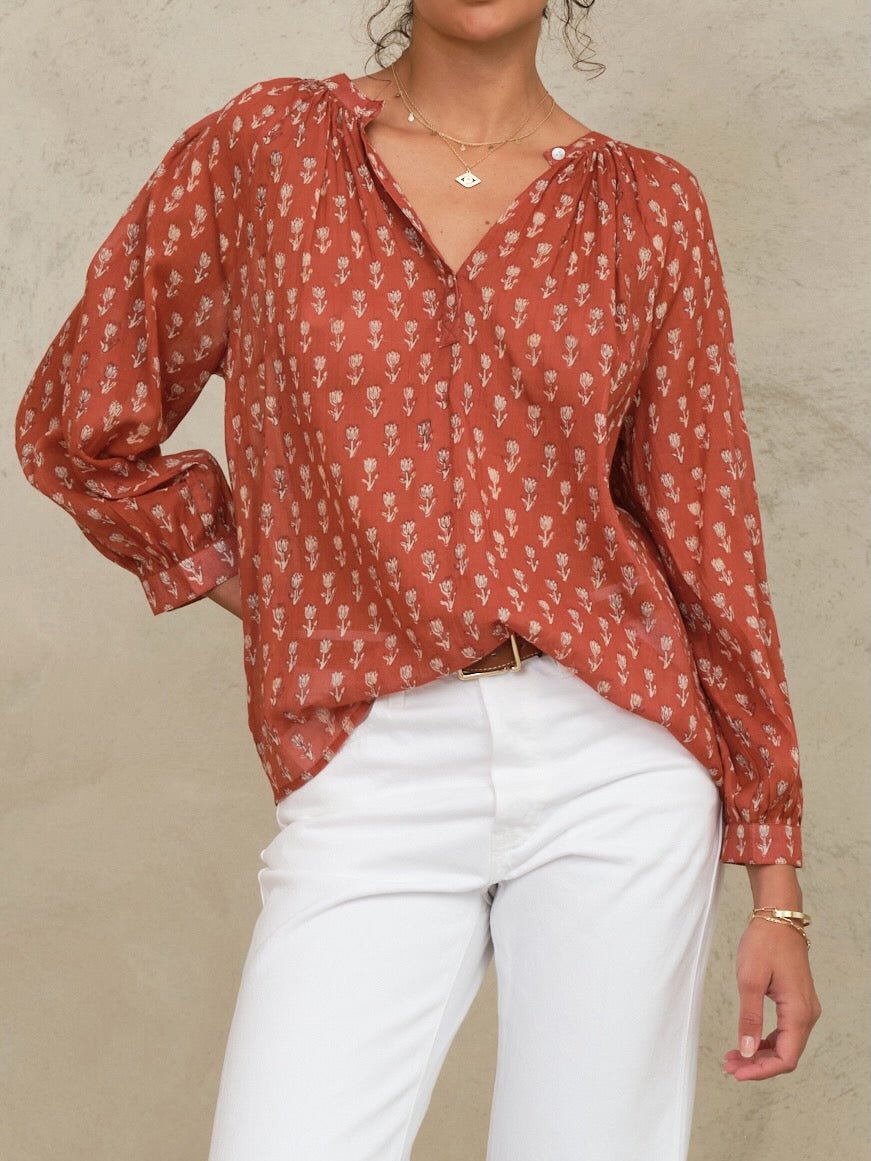 M.A.B.E Ari Print L/S Top Rust - Den Lille Ida - M.A.B.E