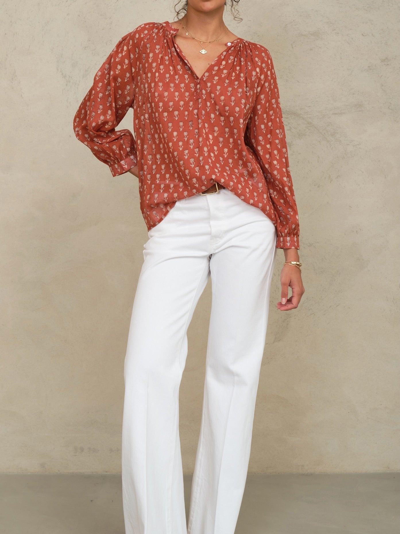 M.A.B.E Ari Print L/S Top Rust - Den Lille Ida - M.A.B.E