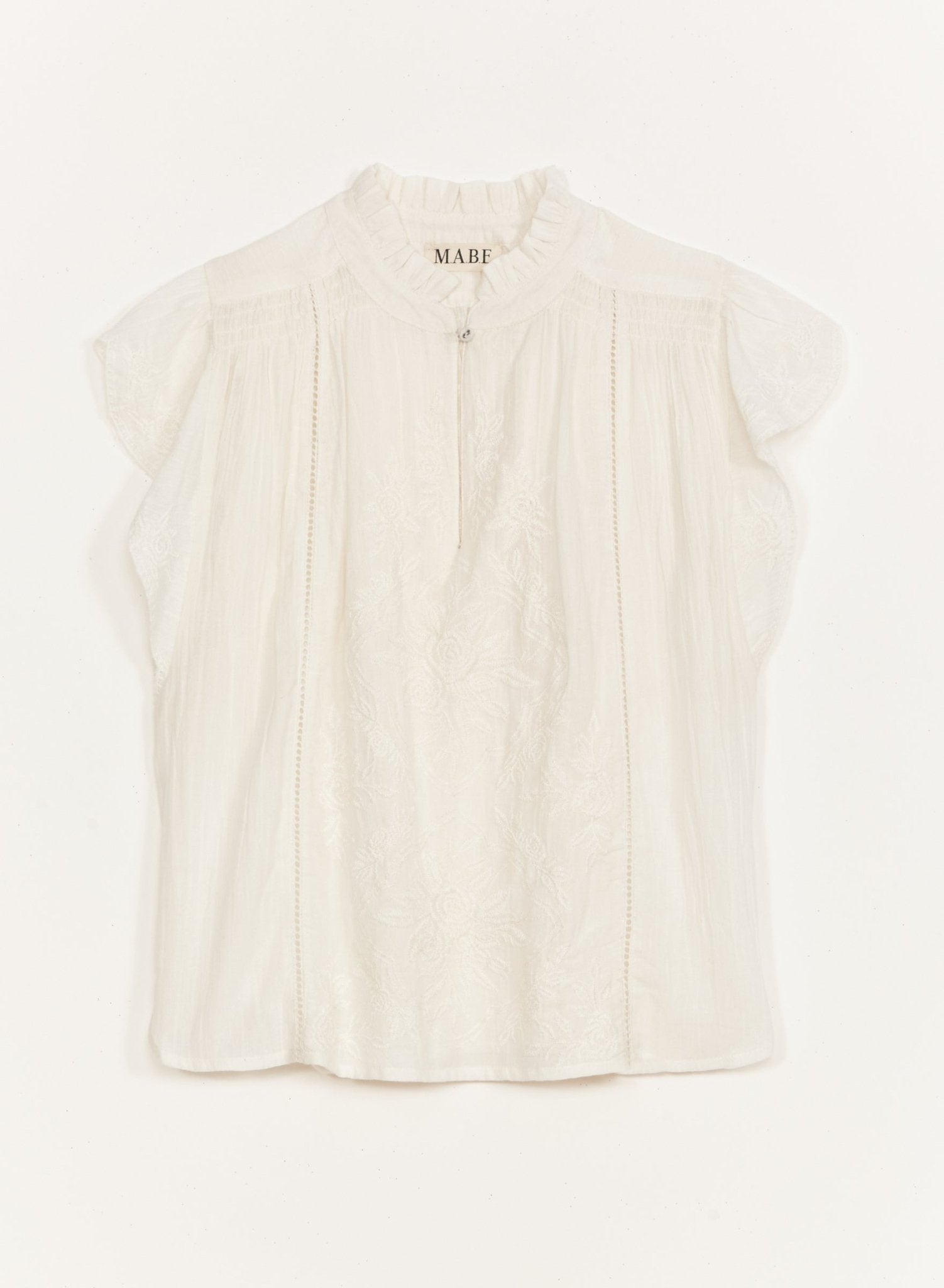 M.A.B.E LILIA Emb S/S Top Ecru - Den Lille Ida - M.A.B.E