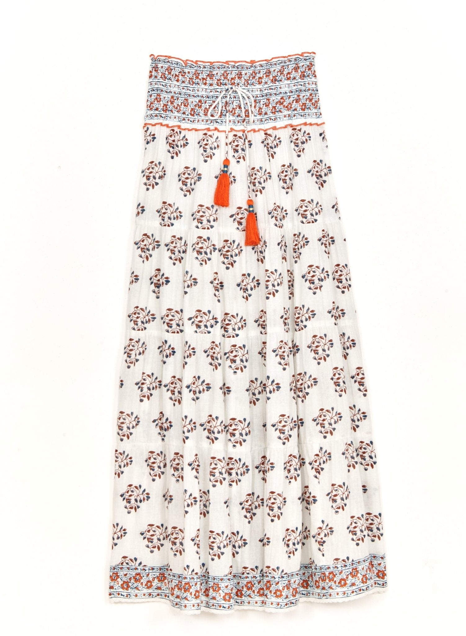 M.A.B.E Stella Print Maxi Skirt Ecru/Rust - Den Lille Ida - M.A.B.E