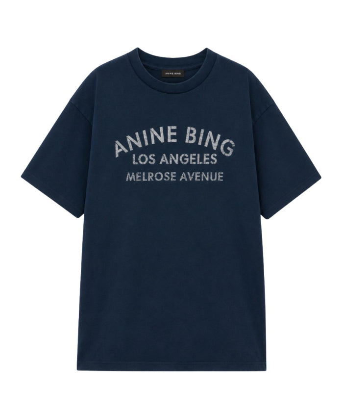 Anine Bing  Click  Cade Tee Melrose Stencil Navy