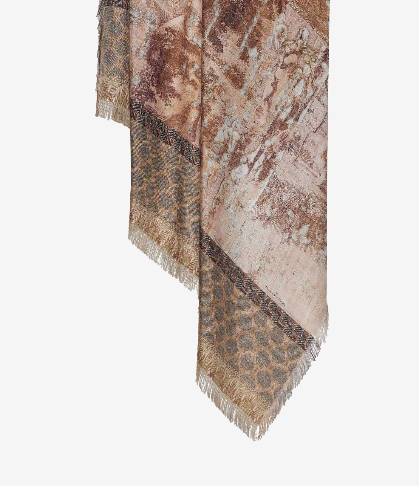 Pierre - Louis Mascia Silk Shawl Scarf Litografia Terracotta - Den Lille Ida - Pierre - Louis Mascia