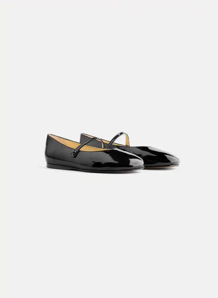 forte_forte patent leather ballerina shoes with strap black