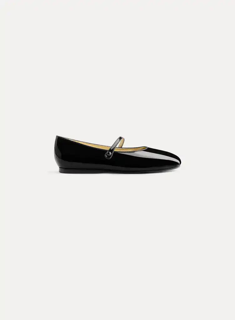forte_forte patent leather ballerina shoes with strap black