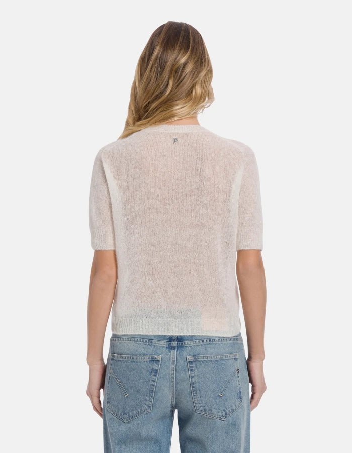 Regular - fit crew - neck jumper in alpaca wool blend off white - Den Lille Ida - Dondup