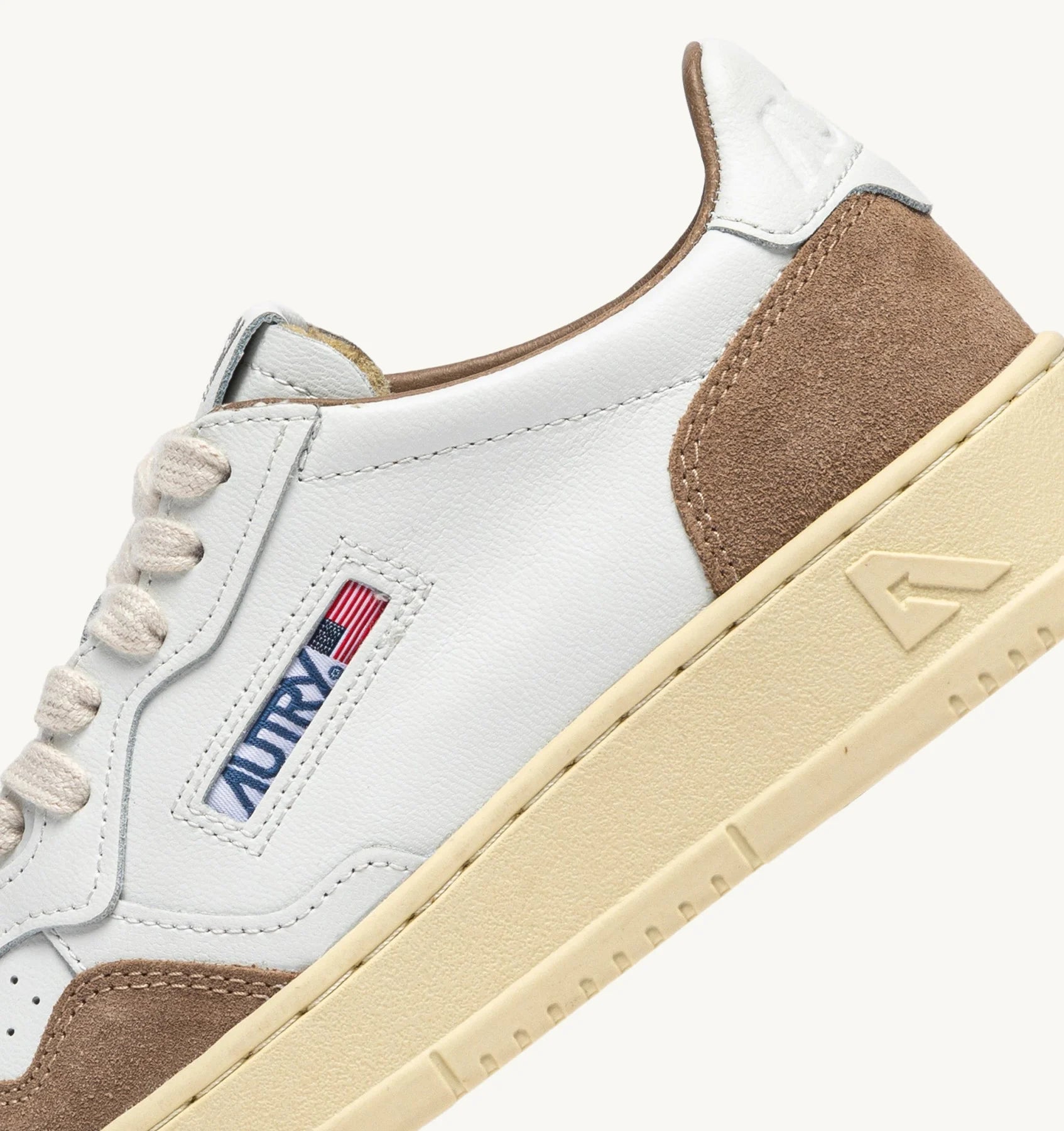 Autry Medalist Low Sneakers in White Leather and Antelope Suede