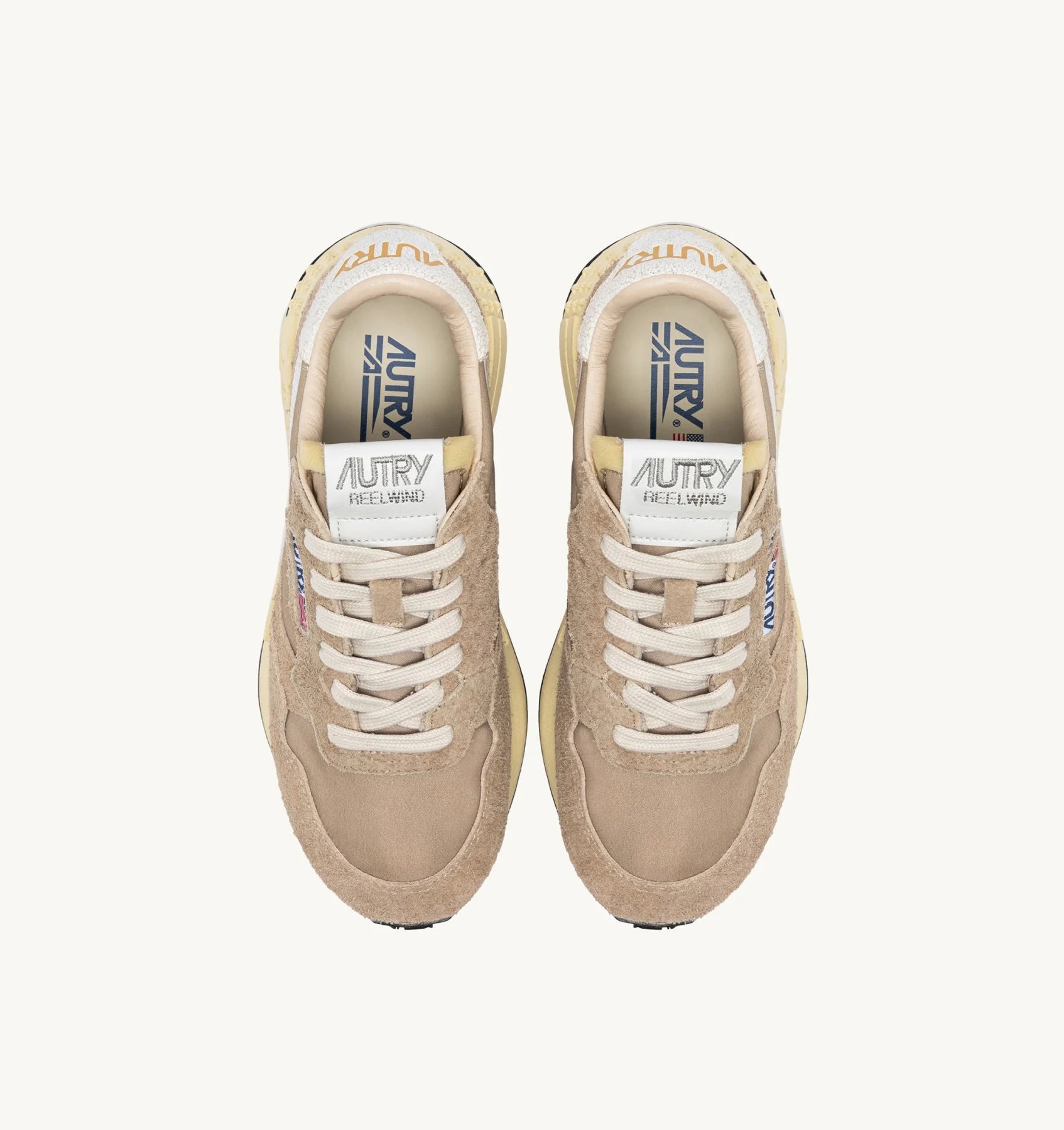 AUTRY REELWIND LOW SNEAKERS IN PEPPER AND WHITE SUEDE AND NYLON