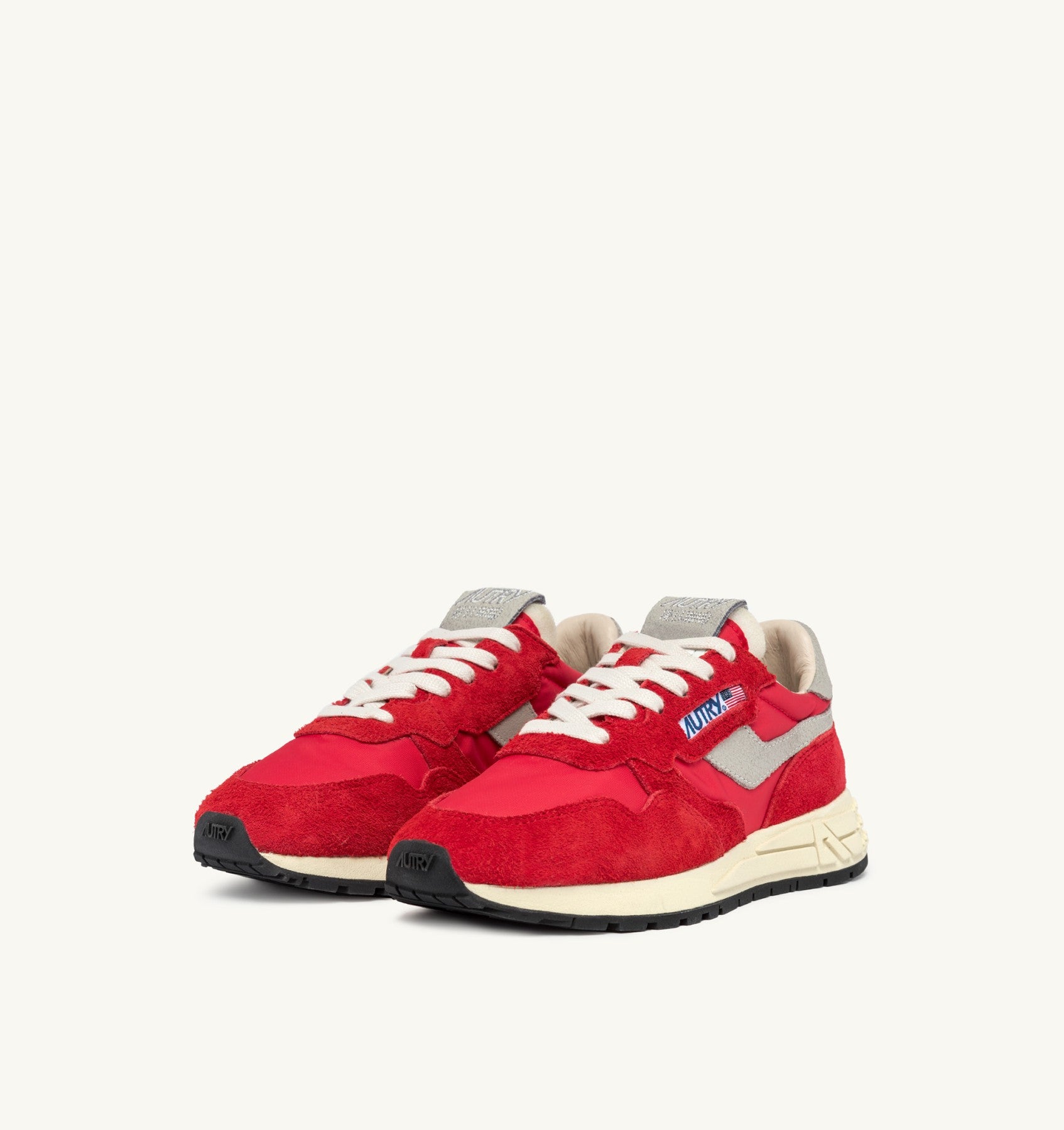 AUTRY REELWIND LOW SNEAKERS IN RED NYLON AND SUEDE