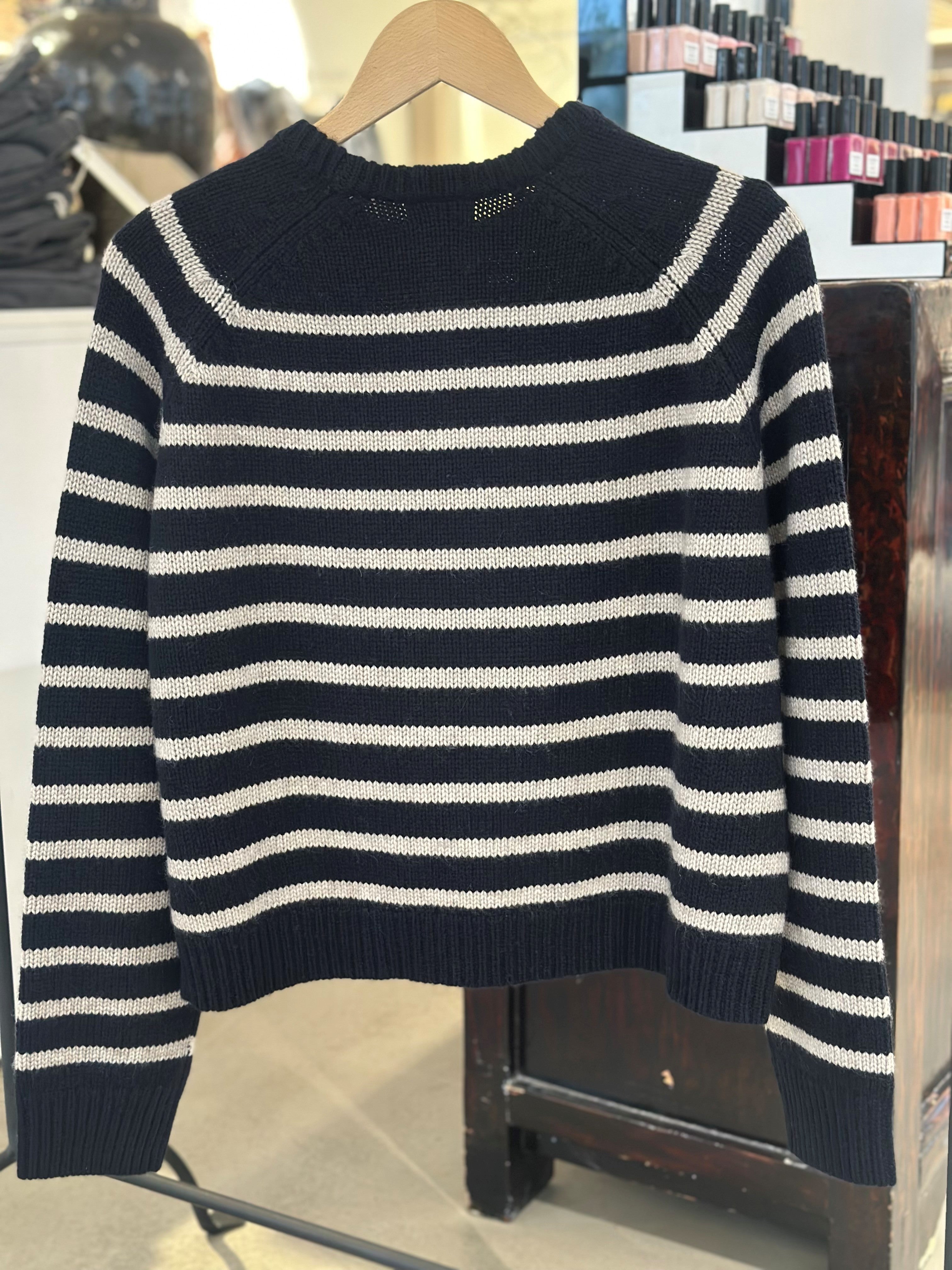 Allude Cashmere Round Neck Stripe