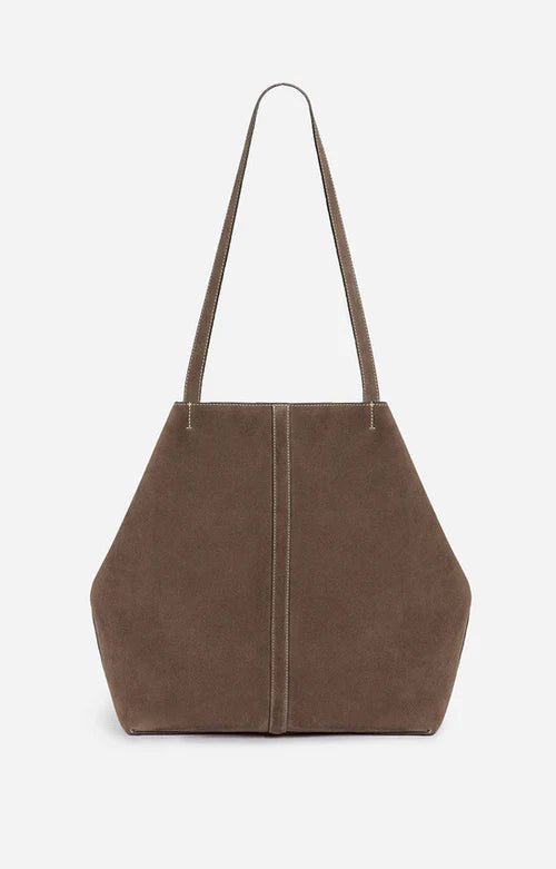 Vanessa Bruno Large Daily Velvet Leather Tote Bag Taupe - Den Lille Ida - Vanessa Bruno